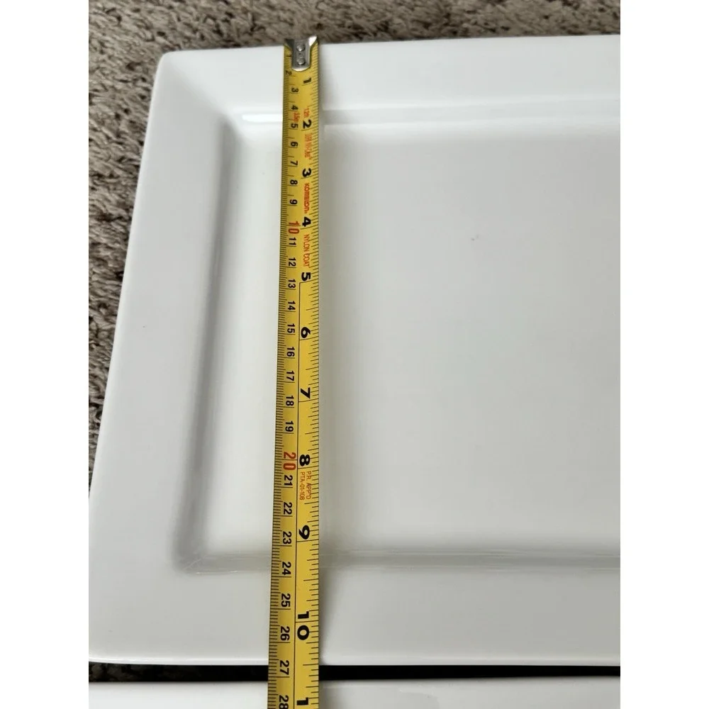 Canopy‎ Square White Dinner Salad Plate Cereal Soup Bowl HEAVY 3 Piece Set